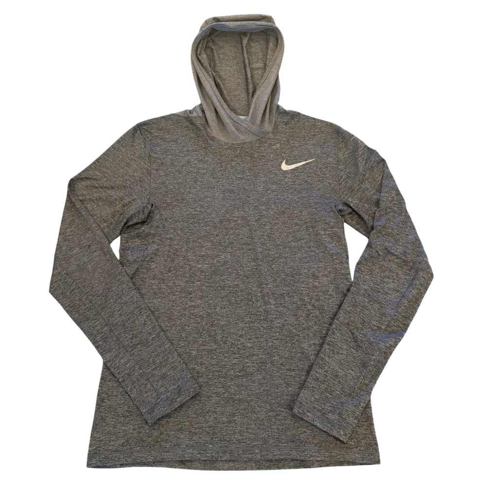 Nike Dri-FIT Mens Grey Heathered Performance Hoodie Long Sleeve Thumbhole Size M